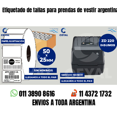 Etiquetado de tallas para prendas de vestir argentina