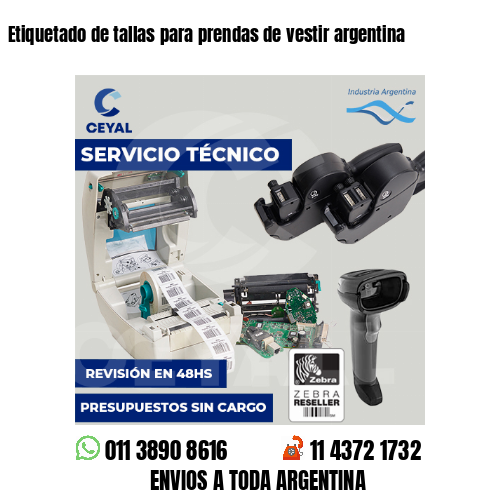 Etiquetado de tallas para prendas de vestir argentina