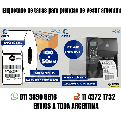 Etiquetado de tallas para prendas de vestir argentina