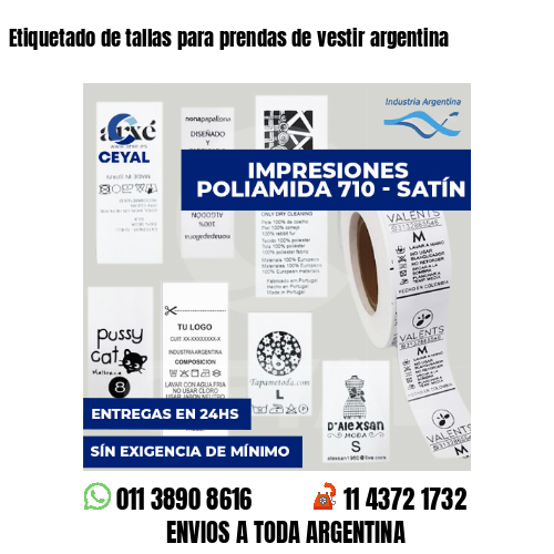Etiquetado de tallas para prendas de vestir argentina