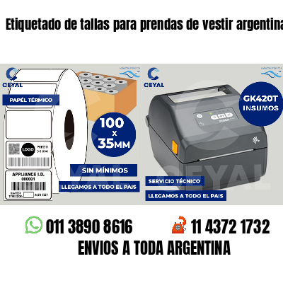 Etiquetado de tallas para prendas de vestir argentina