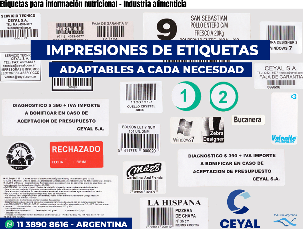Etiquetas para información nutricional – Industria alimenticia