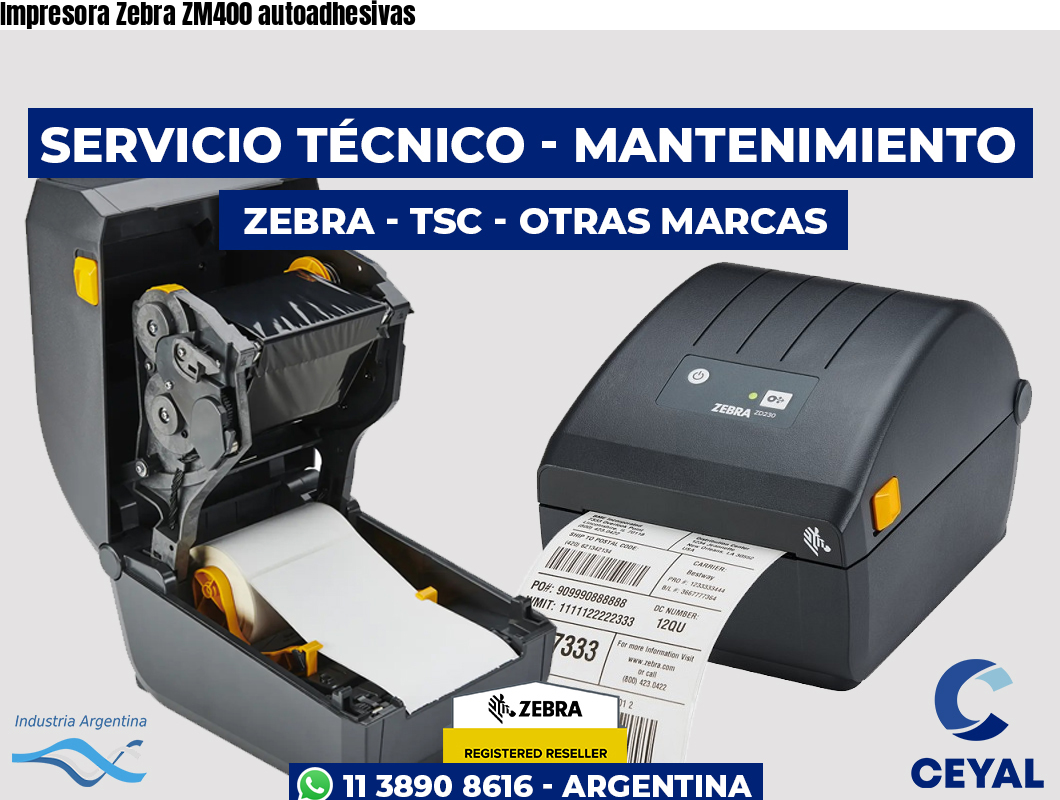 Impresora Zebra ZM400 autoadhesivas