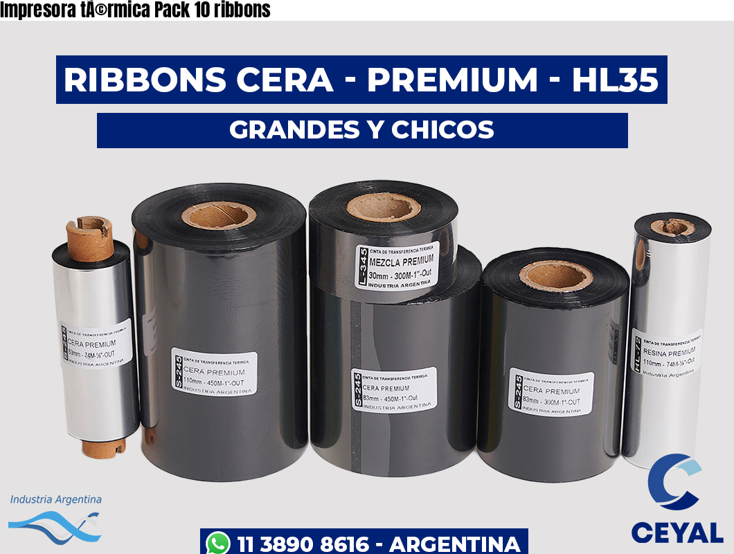 Impresora tÃ©rmica Pack 10 ribbons