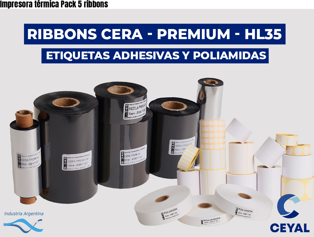 Impresora térmica Pack 5 ribbons