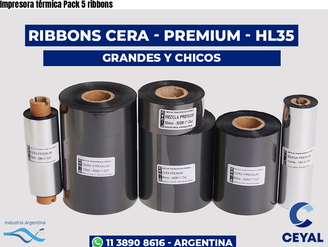 Impresora térmica Pack 5 ribbons