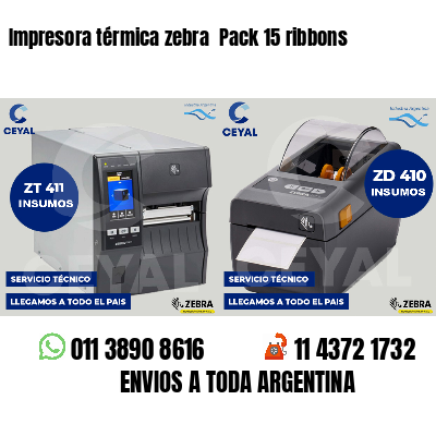 Impresora térmica zebra Pack 15 ribbons