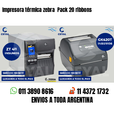 Impresora térmica zebra Pack 20 ribbons
