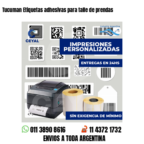 Tucuman Etiquetas adhesivas para talle de prendas