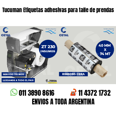 Tucuman Etiquetas adhesivas para talle de prendas