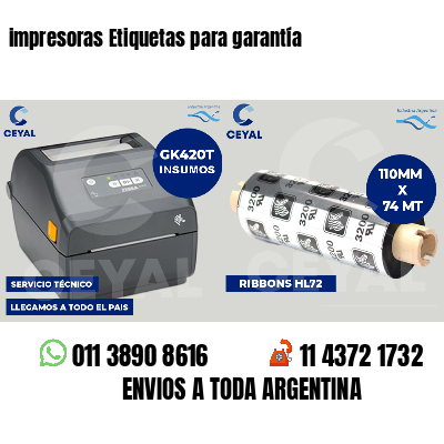 impresoras Etiquetas para garantía