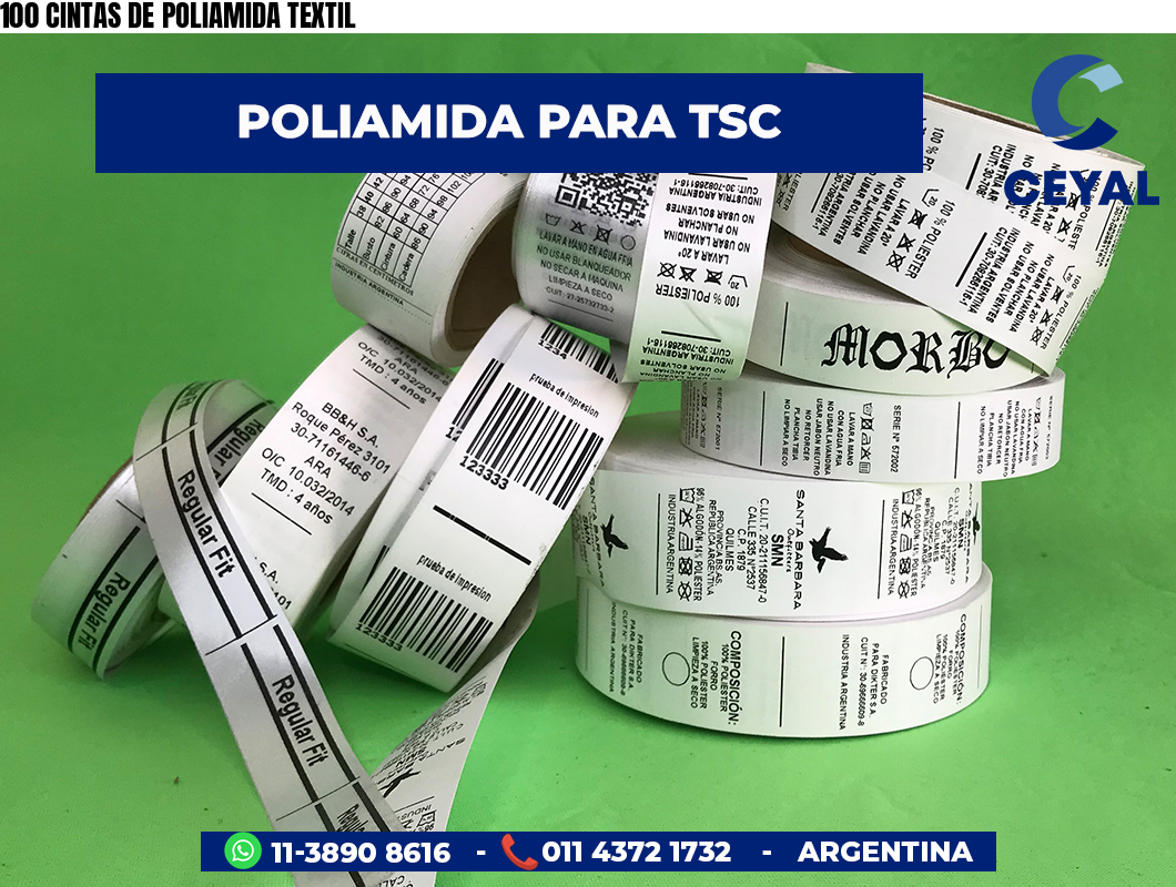 100 CINTAS DE POLIAMIDA TEXTIL