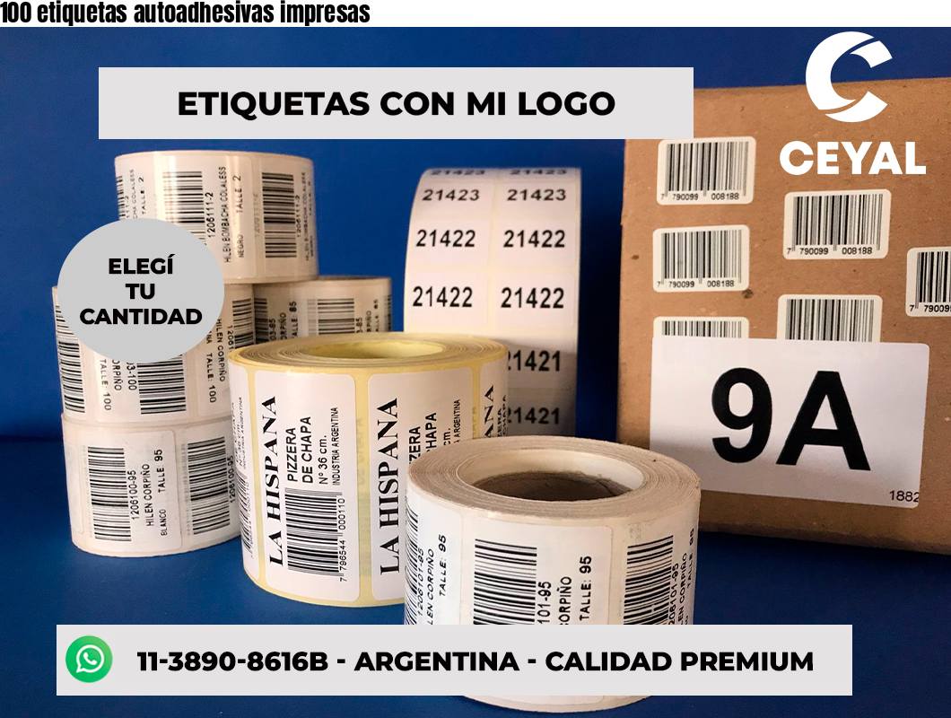 100 etiquetas autoadhesivas impresas