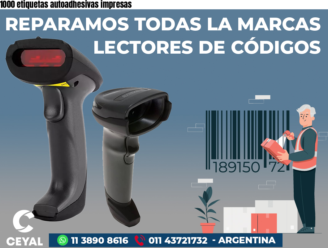 1000 etiquetas autoadhesivas impresas