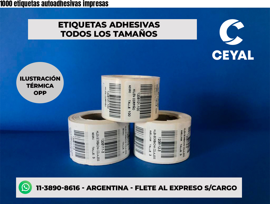1000 etiquetas autoadhesivas impresas