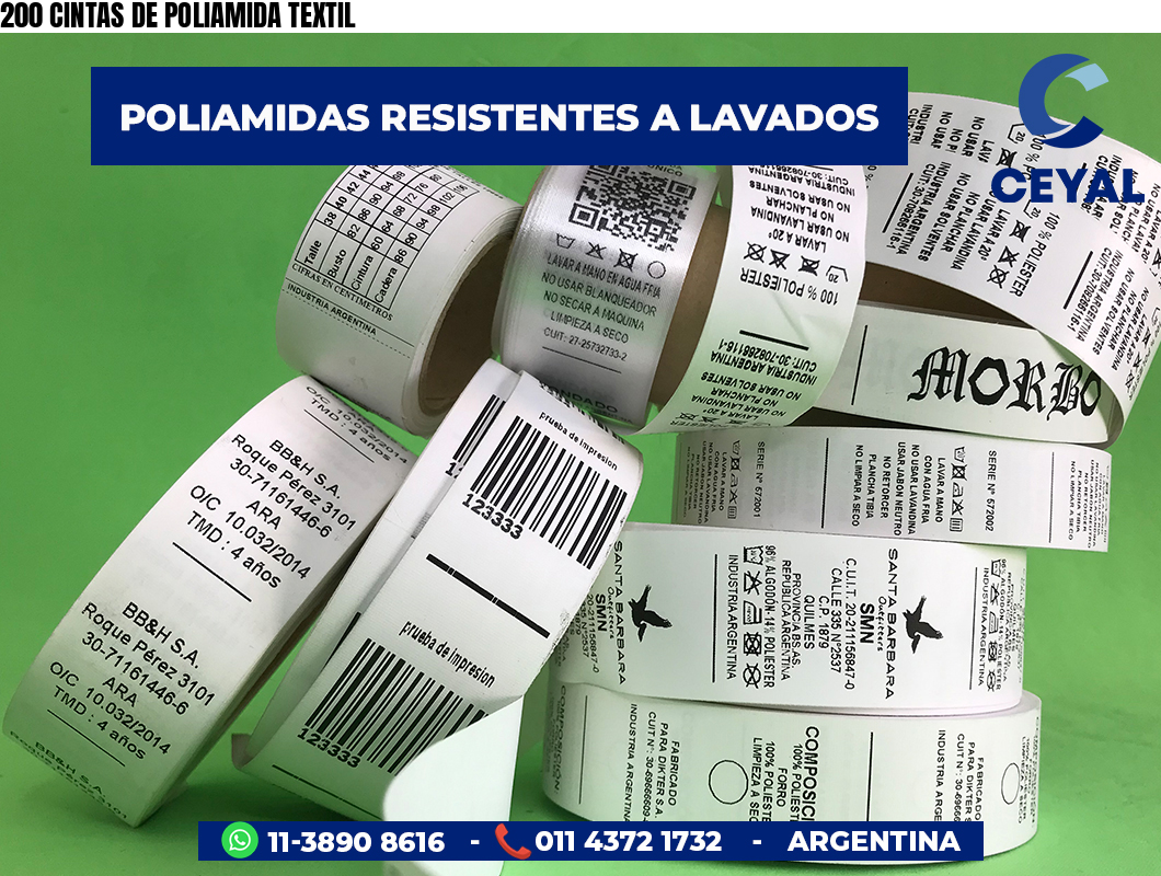 200 CINTAS DE POLIAMIDA TEXTIL