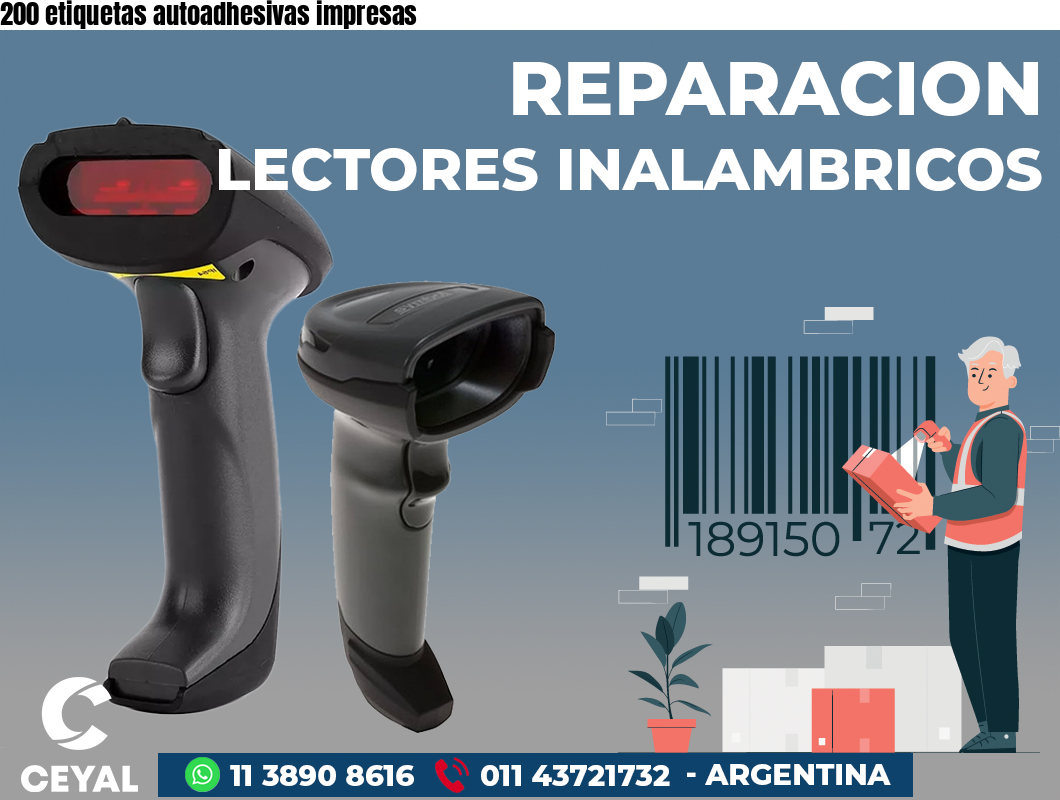 200 etiquetas autoadhesivas impresas