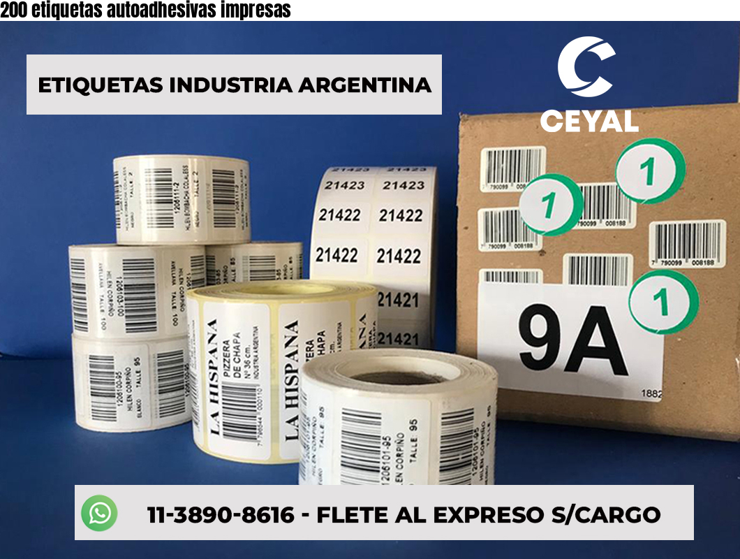 200 etiquetas autoadhesivas impresas