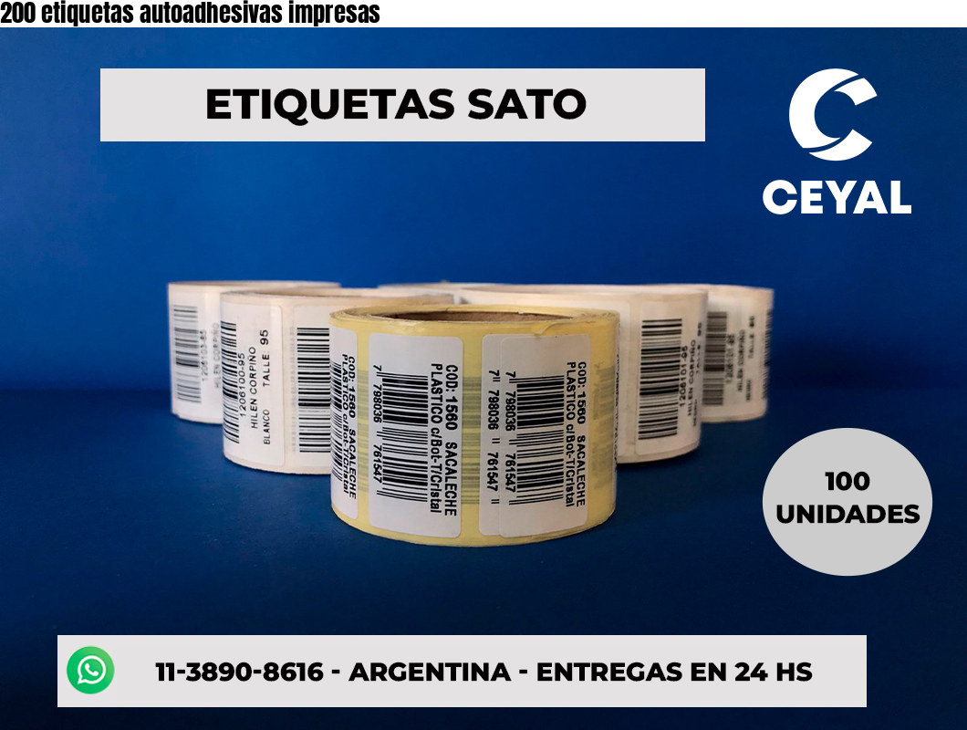 200 etiquetas autoadhesivas impresas