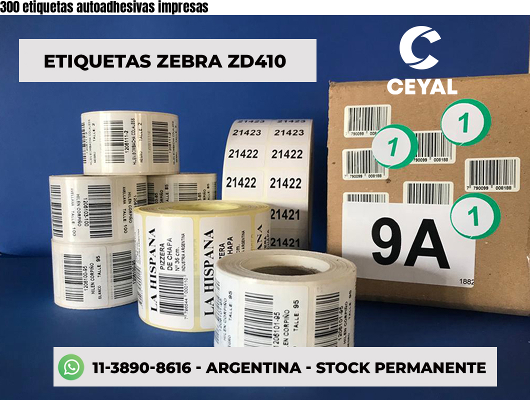 300 etiquetas autoadhesivas impresas