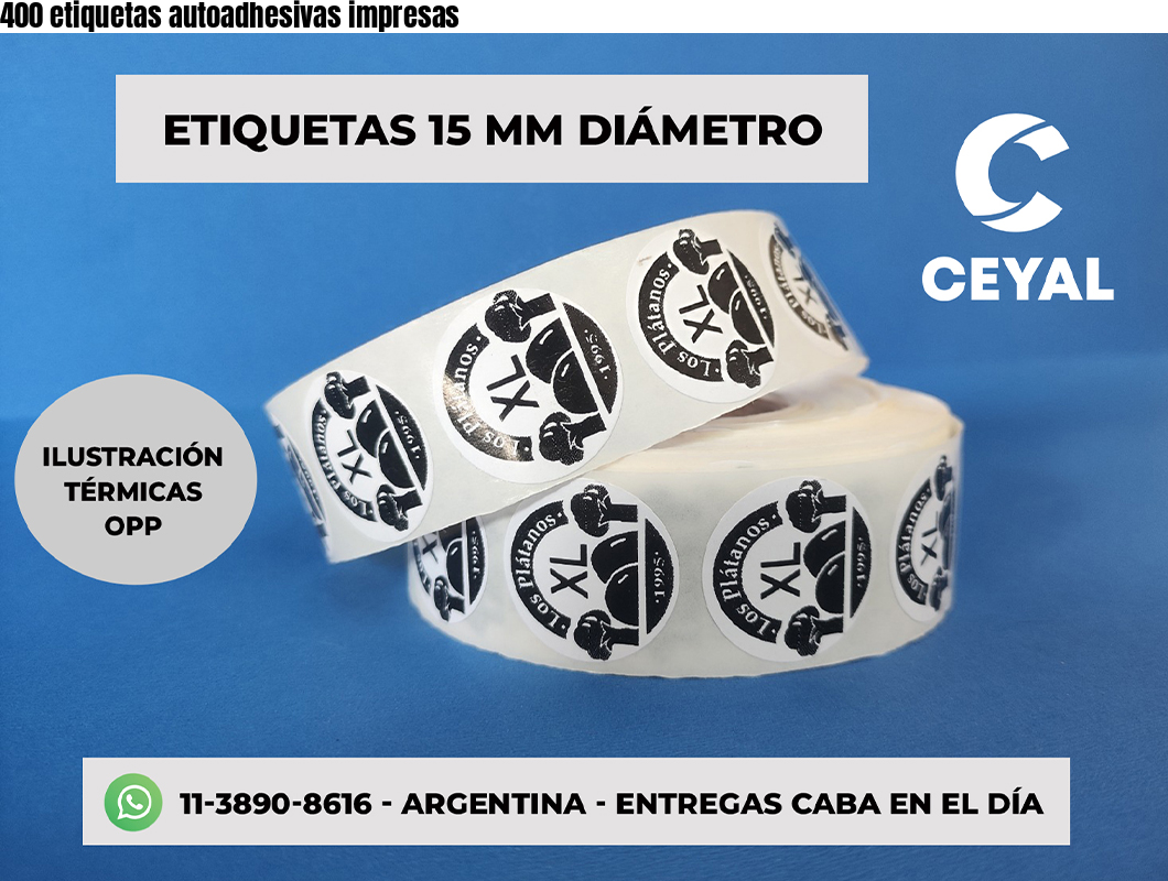 400 etiquetas autoadhesivas impresas