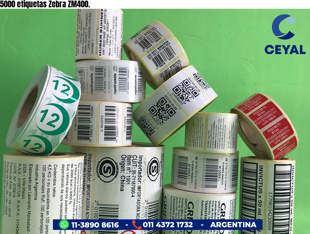 5000 etiquetas Zebra ZM400.