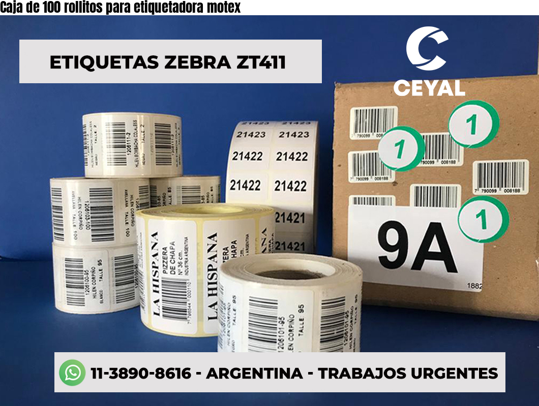 Caja de 100 rollitos para etiquetadora motex