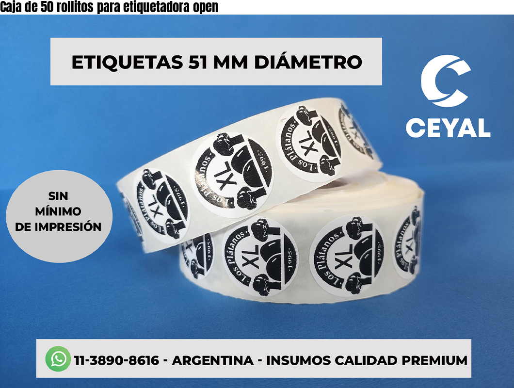 Caja de 50 rollitos para etiquetadora open