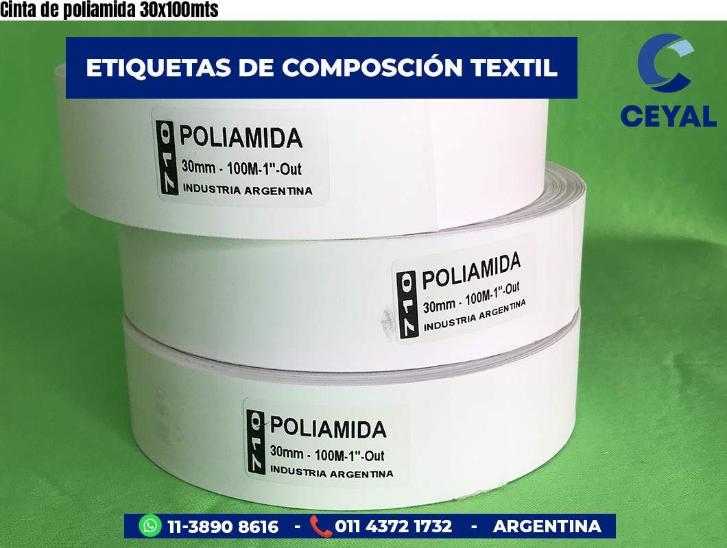 Cinta de poliamida 30x100mts