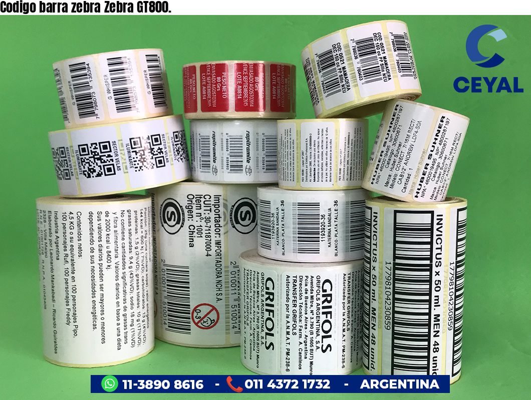 Codigo barra zebra Zebra GT800.