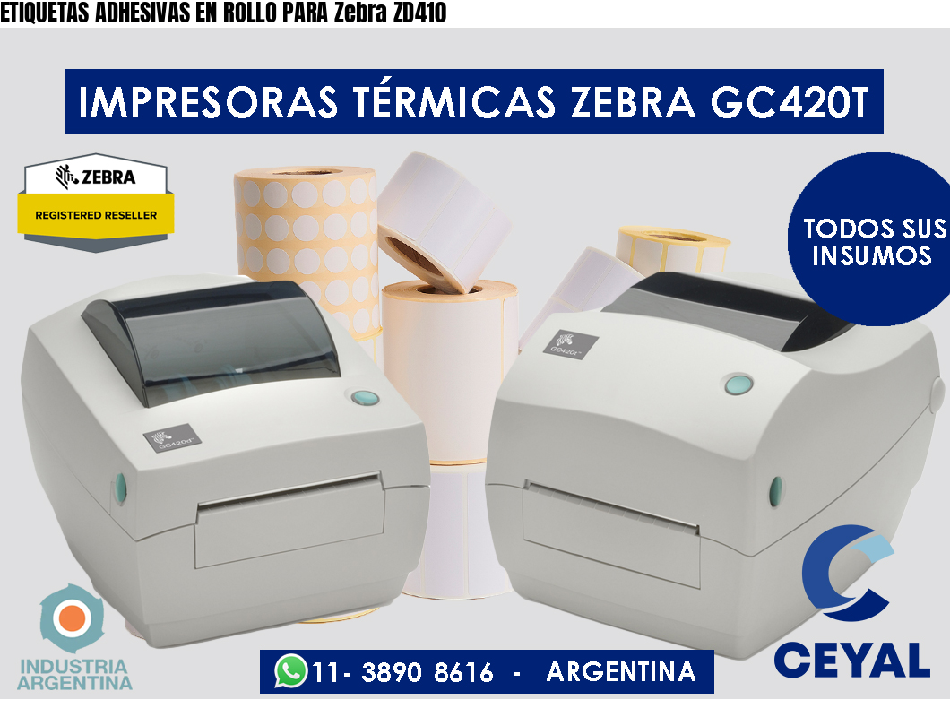 ETIQUETAS ADHESIVAS EN ROLLO PARA Zebra ZD410