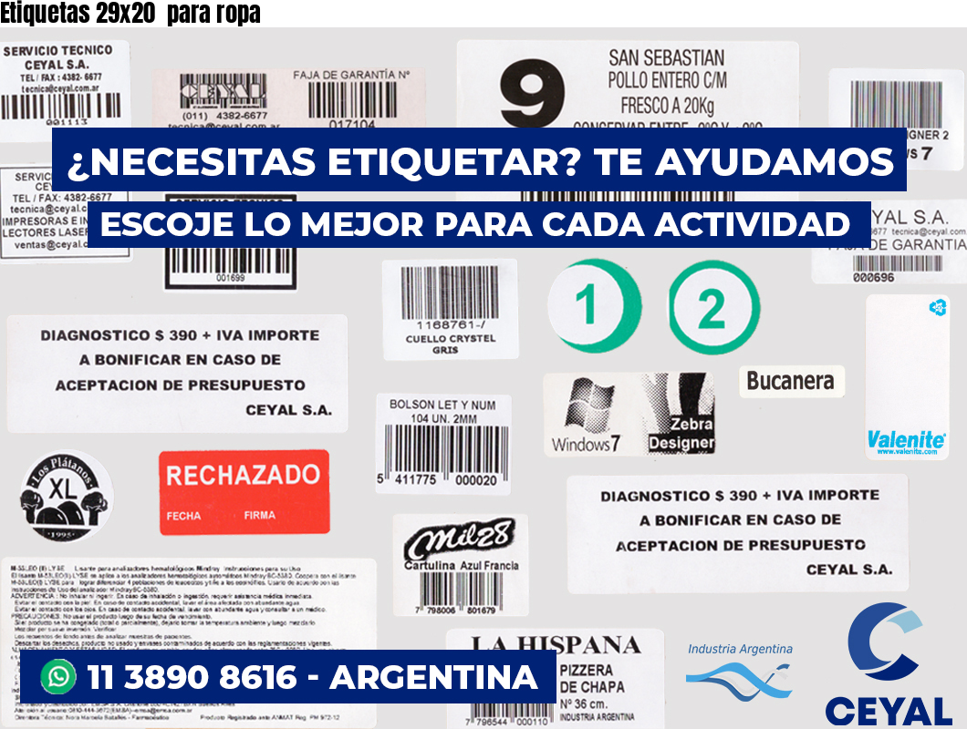 Etiquetas 29x20 para ropa
