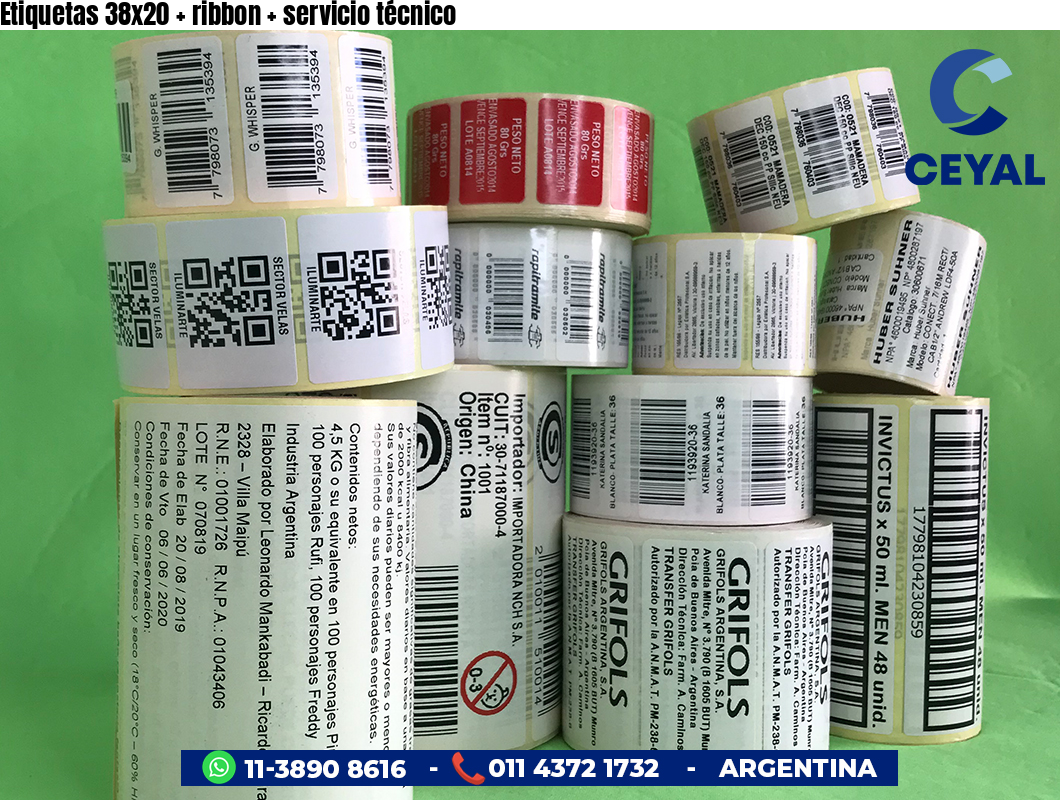 Etiquetas 38x20 ribbon servicio técnico