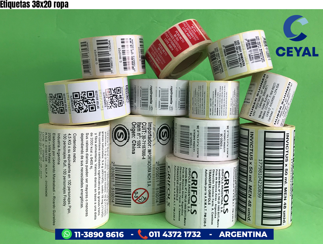 Etiquetas 38x20 ropa