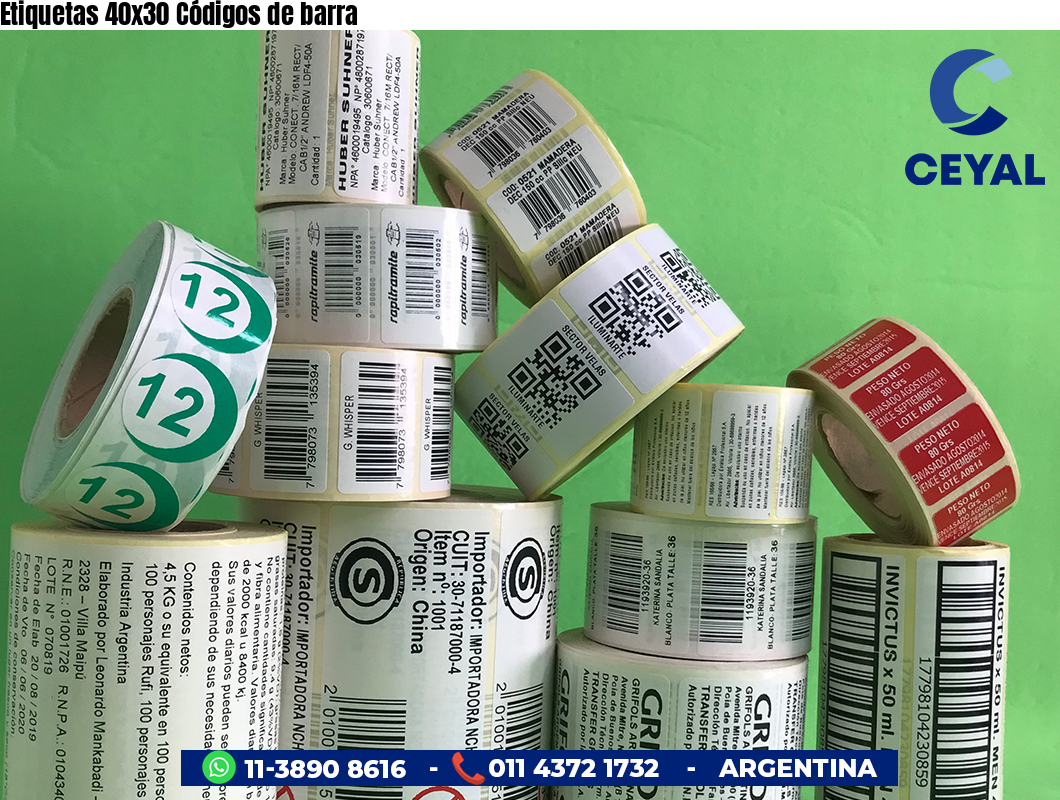 Etiquetas 40x30 Códigos de barra