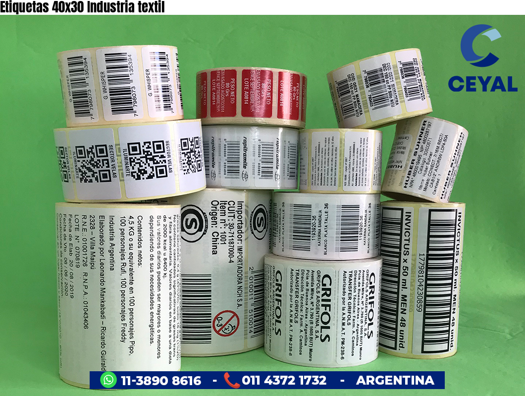 Etiquetas 40x30 Industria textil