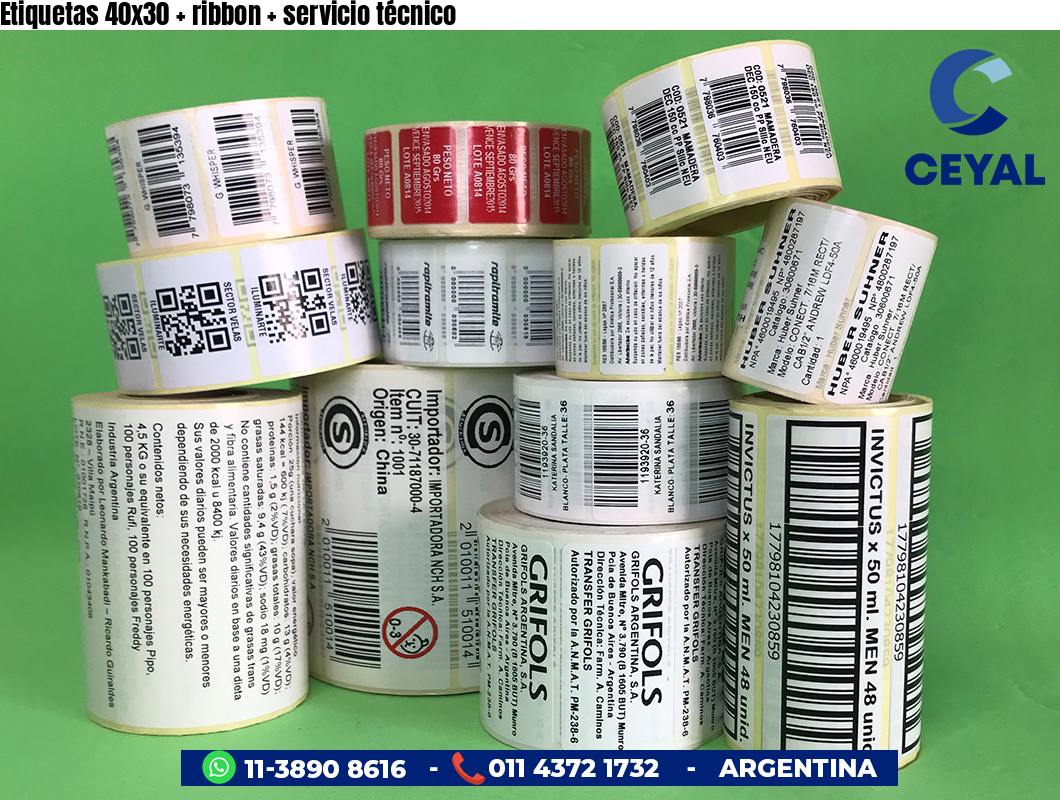Etiquetas 40x30 ribbon servicio técnico