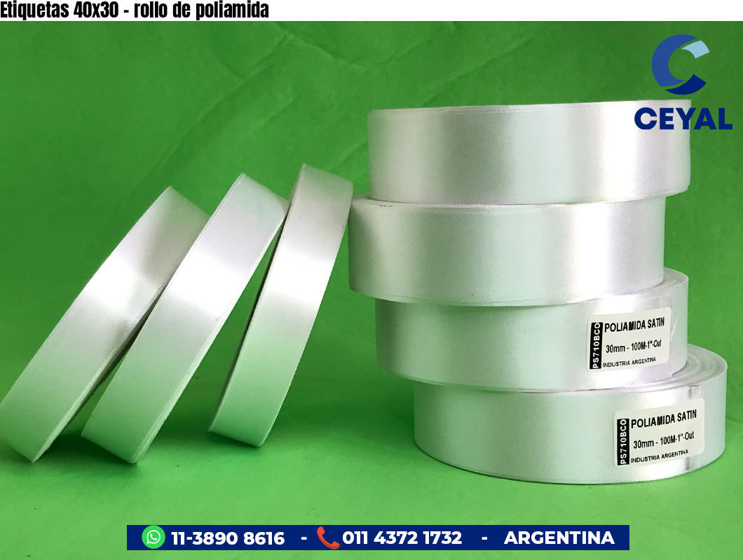Etiquetas 40x30 - rollo de poliamida