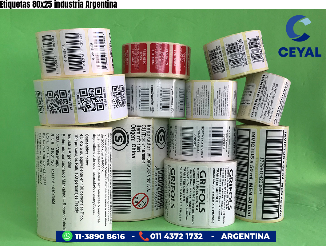 Etiquetas 80x25 industria Argentina