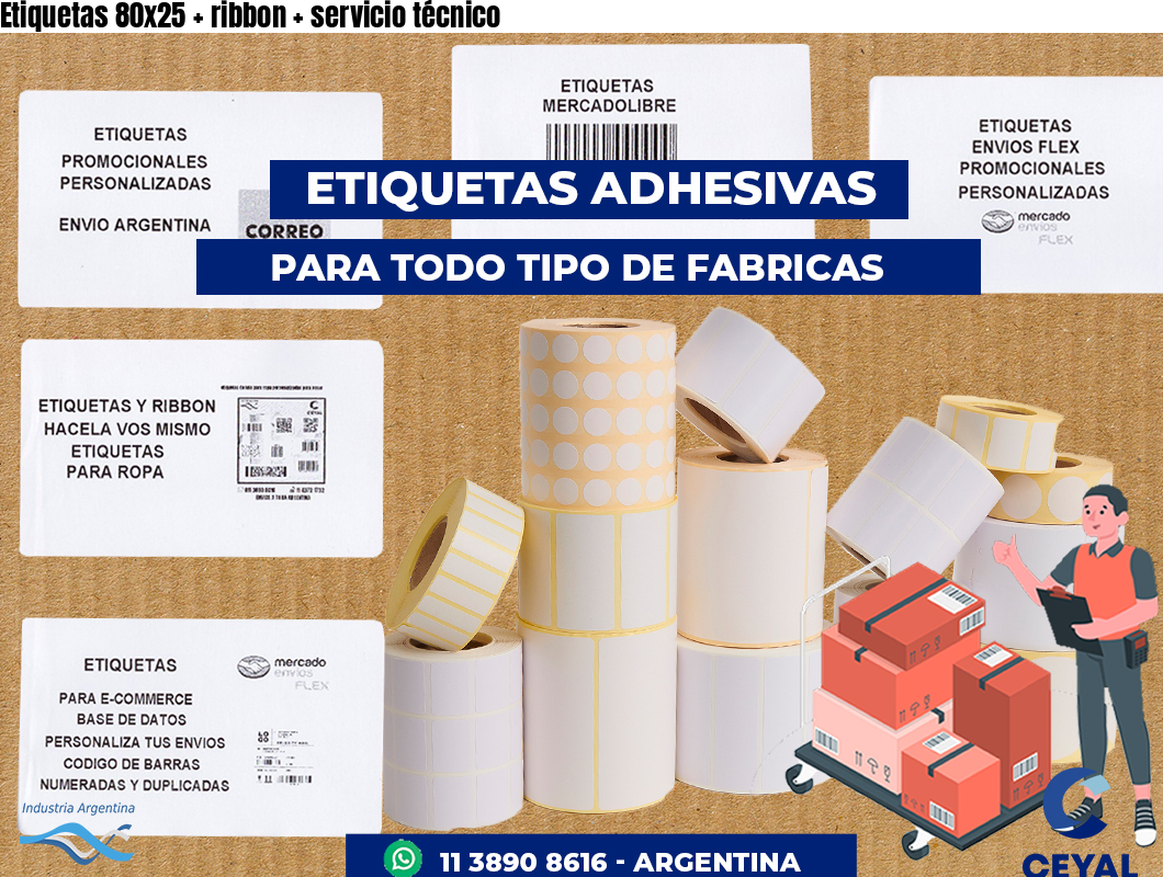 Etiquetas 80x25 ribbon servicio técnico