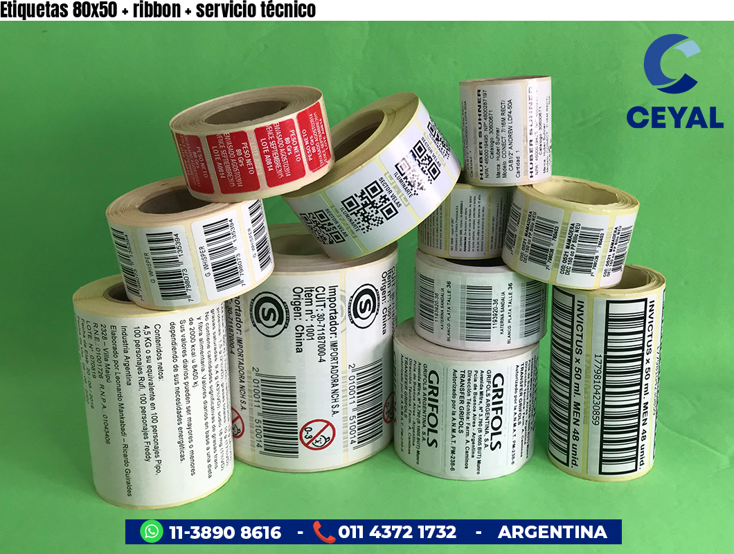 Etiquetas 80x50 ribbon servicio técnico