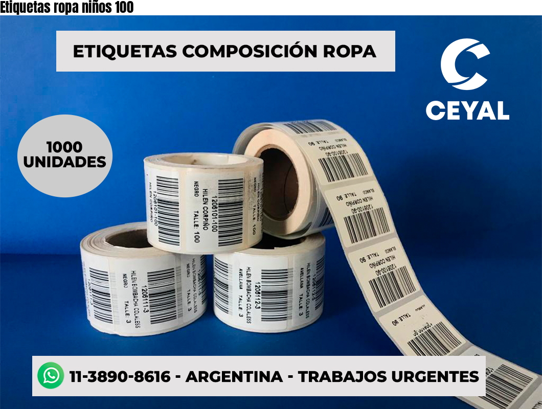 Etiquetas ropa niños 100