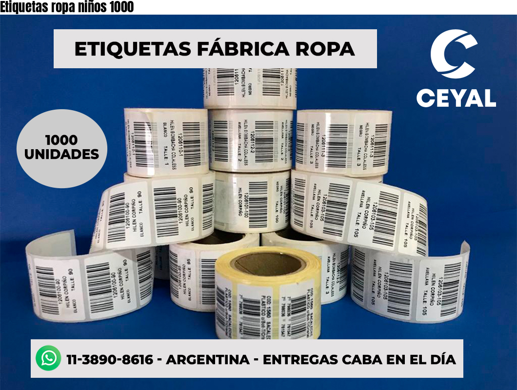 Etiquetas ropa niños 1000