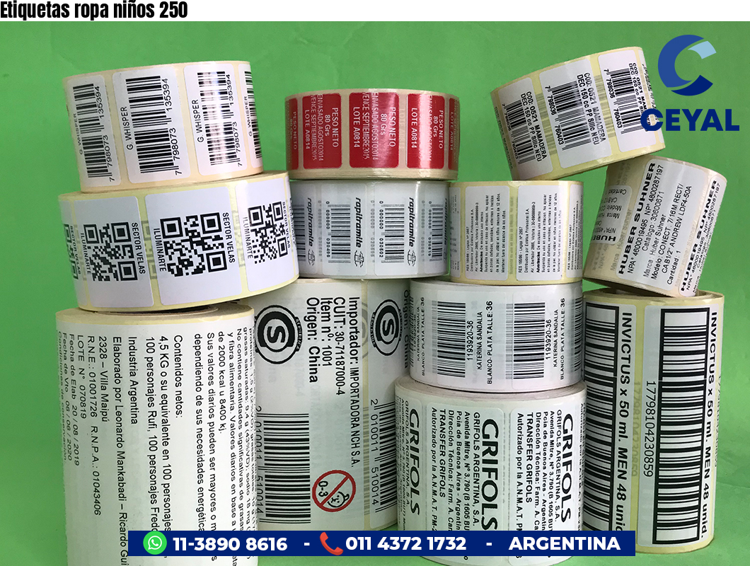 Etiquetas ropa niños 250