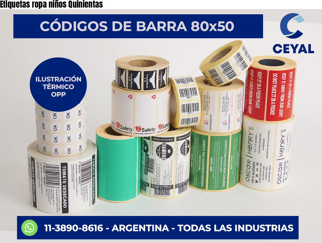Etiquetas ropa niños Quinientas