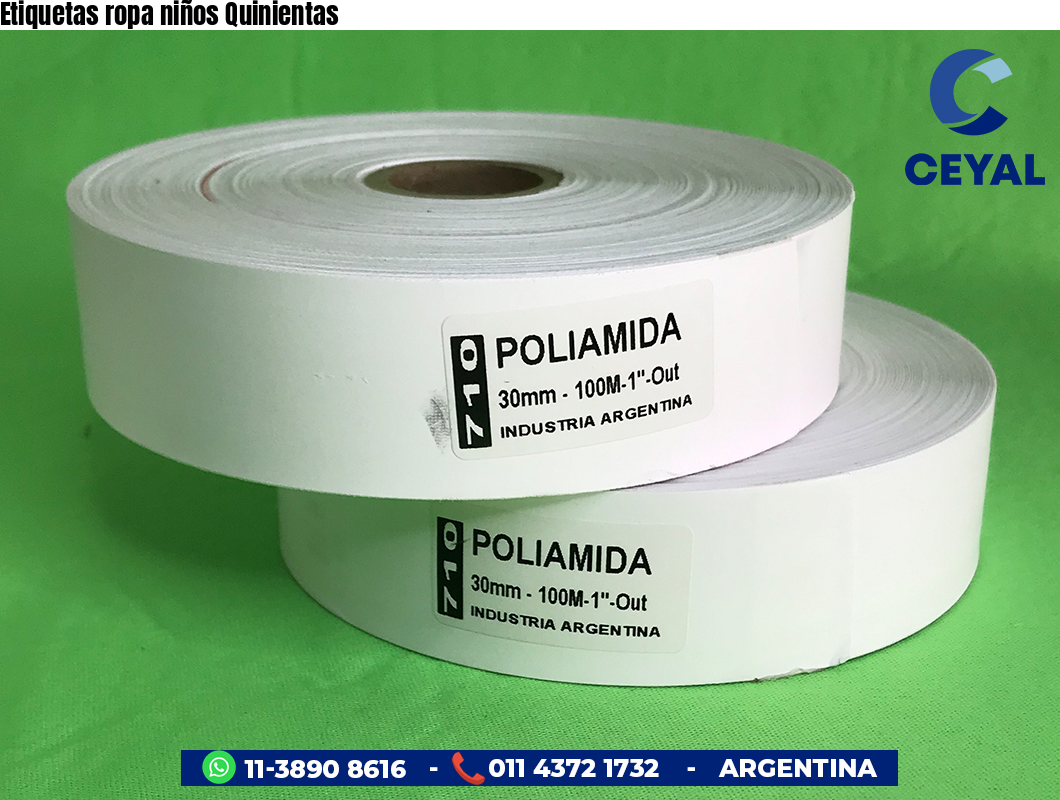 Etiquetas ropa niños Quinientas