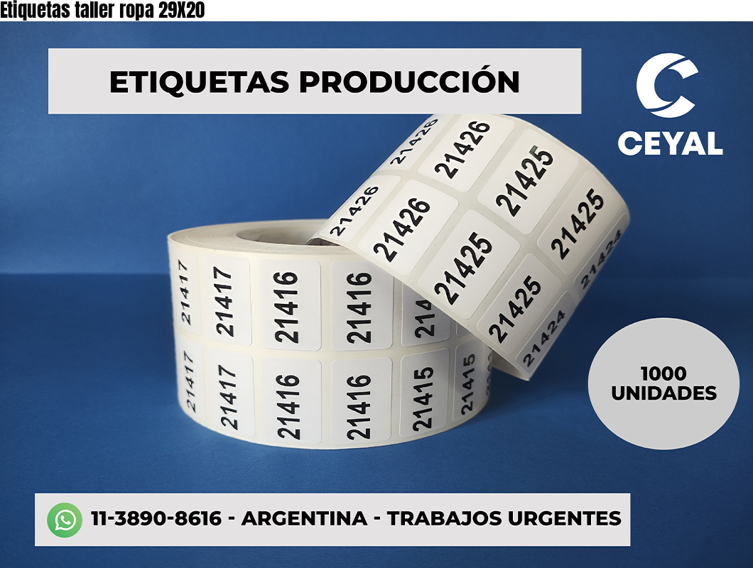 Etiquetas taller ropa 29X20