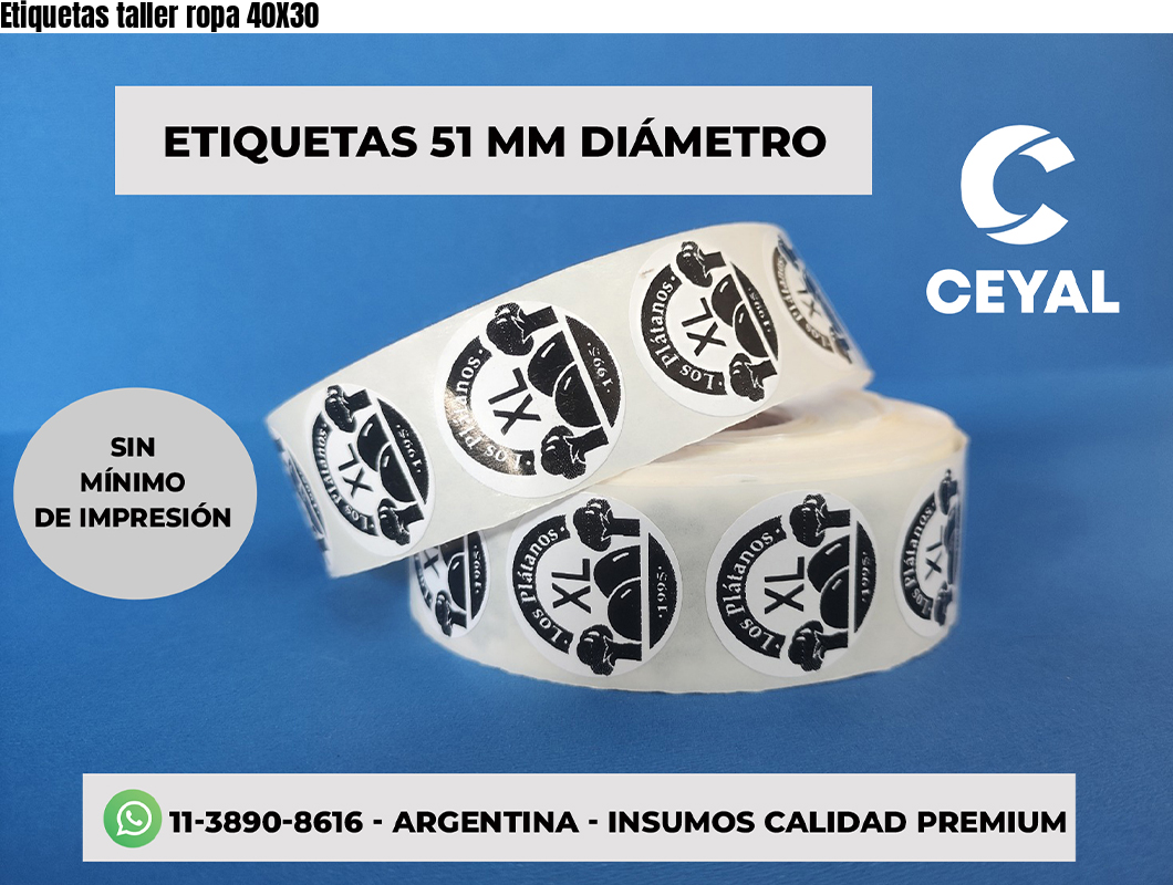 Etiquetas taller ropa 40X30