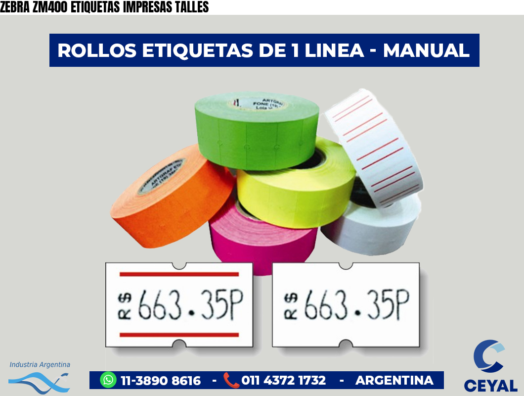 ZEBRA ZM400 ETIQUETAS IMPRESAS TALLES