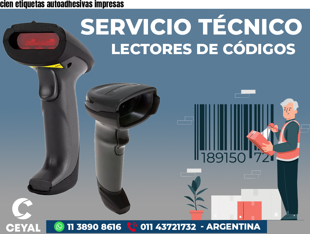 cien etiquetas autoadhesivas impresas